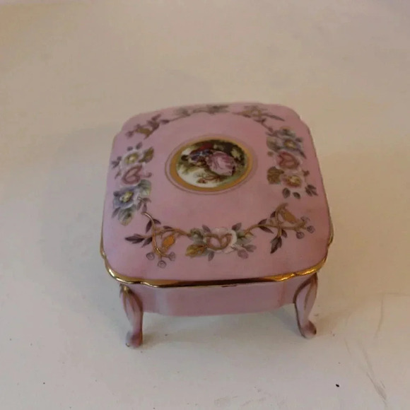 Vtg Royal Carton Original Arnartcreation Japan Pink Victorian Trinket Box - Picture 4 of 6
